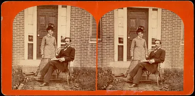 Couple posed before a doorway