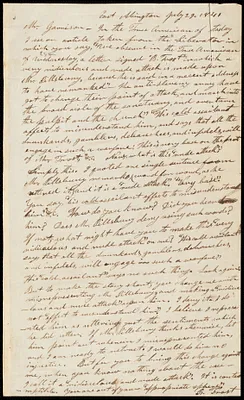 Letter from B. Frost, East Abington, to William Lloyd Garrison, July 29, 1841