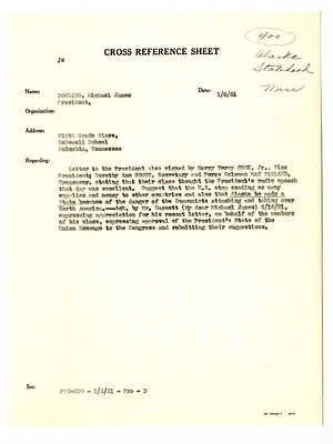 Cross Reference Memorandum