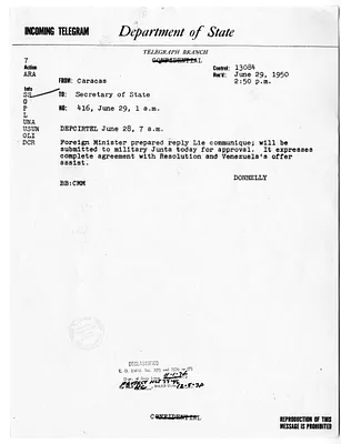 Telegram from Ambassador Walter Donnelly to Secretary of State Dean Acheson