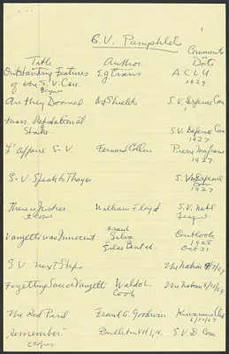 Herbert Brutus Ehrmann Papers, 1906-1970. Sacco-Vanzetti. Bibliography: Sacco-Vanzetti pamphlets. Box 9, Folder 13, Harvard Law School Library, Historical & Special Collections