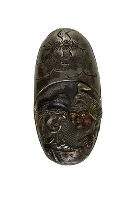 Kashira with Two Figures Reading a Scroll