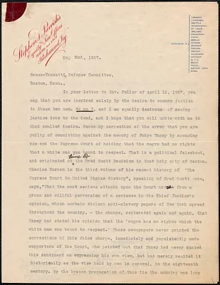 Stephen D. Parrish typed letter signed to Sacco-Vanzetti Defense Committee, Richmond, Ky., May 2, 1927