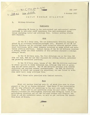 Memorandum, Daily Korean Bulletin