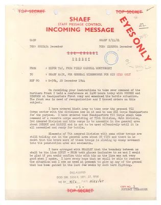 Cable, Bernard Montgomery to Dwight D. Eisenhower