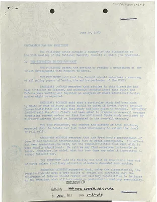 Memorandum for President Harry S. Truman