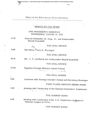 President's Schedule