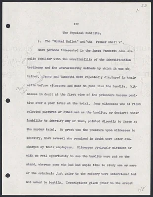 Herbert Brutus Ehrmann Papers, 1906-1970. Sacco-Vanzetti.  1962 MS entitled The Case That Will Not Die. Box 4, Folder 10, Harvard Law School Library, Historical & Special Collections