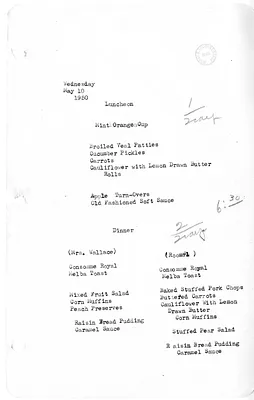 White House Luncheon and Dinner Menu
