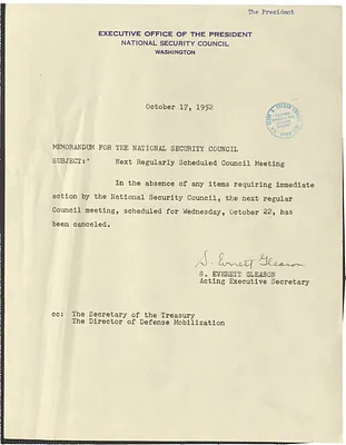 Memorandum from James S. Lay, Jr. to the National Security Council