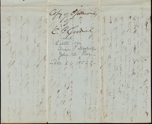 Anson P. Morrill and John A. Poor to Samuel Warner, 21 December 1852