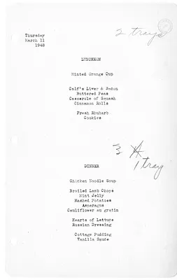 White House Luncheon and Dinner Menu