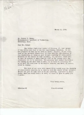 Letters Sent to Dr. Robley D. Evans, March 17, 1936