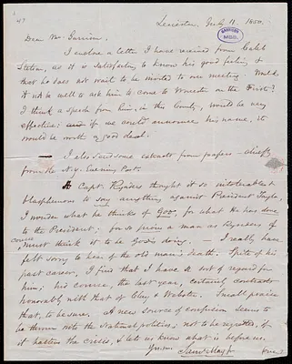 Letter from Samuel May, Jr., Leicester [Mass.], to William Lloyd Garrison, July 11, 1850