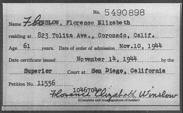 Winslow, Florence Elizabeth - 1944