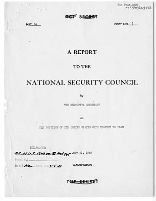 National Security Council Report 54, Report to the National Security Council by the Executive Secretary on the Position of the United States with Respect to Iran