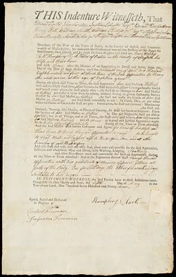Mary Webber indentured to apprentice with Humphrey Clark of Boston, 5 May 1797