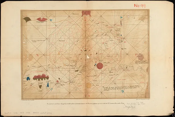 Facsimile di una carta idrografica di Andrea Bianco del 1436 esistente nella Marciana