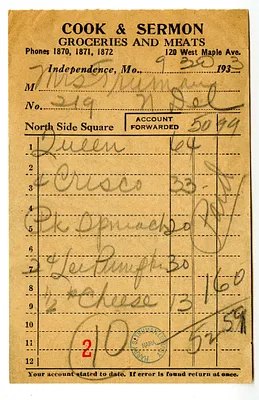Bill from Cook & Sermon Grocery Company