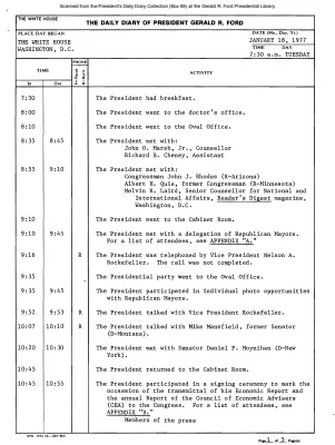 President Gerald R. Ford's Daily Diary, January 18, 1977