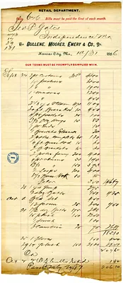 Bill from Bullene, Moores, Emery & Company to George P. Gates