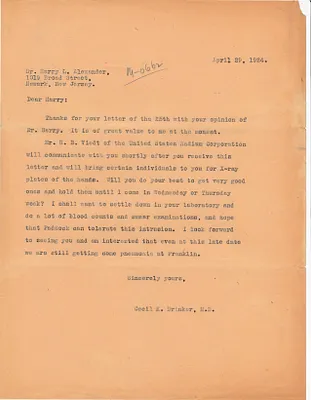 Letters Sent to Dr. Harry L. Alexander, April 29, 1924