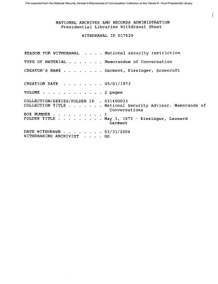 May 1, 1973 - Kissinger, Leonard Garment
