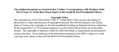 Correspondence with Members of the Press Corps (1)