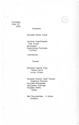 White House Luncheon and Dinner Menu