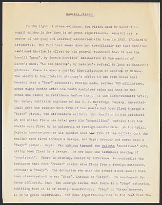 Herbert Brutus Ehrmann Papers, 1906-1970. Sacco-Vanzetti. Comments on decisions, reports etc. Box 11, Folder 3, Harvard Law School Library, Historical & Special Collections