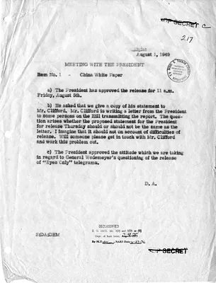 Memorandum of Conversation with Secretary of State Dean Acheson and President Harry S. Truman