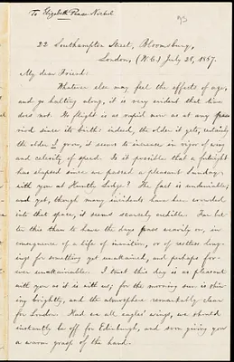 Letter from William Lloyd Garrison, 22 Southampton Street, Bloomsbury, London, (W.C.), [England], to Elizabeth Pease Nichol, July 28, 1867