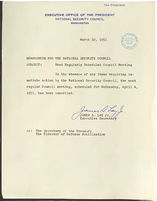 Memorandum from James S. Lay, Jr. to the National Security Council