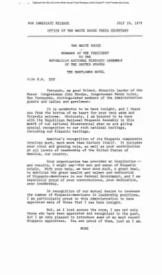 Remarks of the President to the Republican National Hispanic Assembly [Ford Speech or Statement]