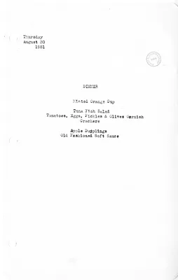White House Dinner Menu