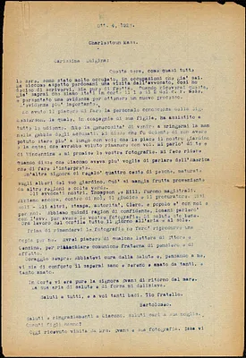 Bartolomeo Vanzetti typed letter (copy) to Luigia Vanzetti, Charlestown, 4 October 1923