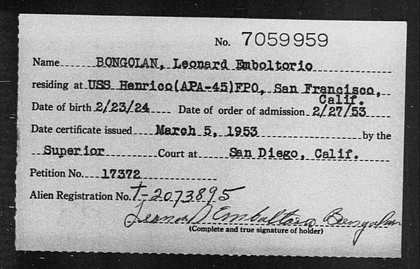 Bongolan, Leonard Emboltorio - 1953