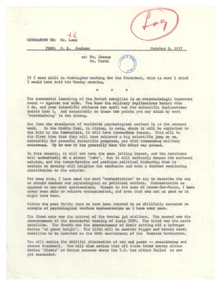 Memorandum from C. D. Jackson Regarding the Soviet Satellite