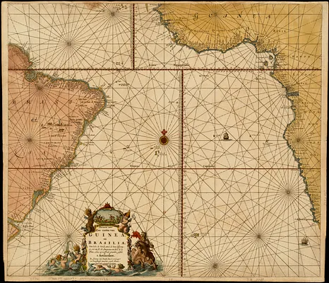 Pascaarte vande zee custen van Guinea, en Brasilia