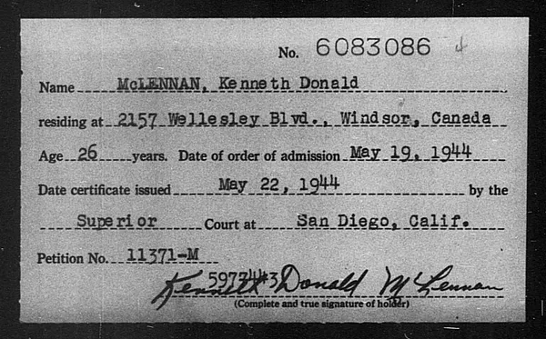 McLennan, Kenneth Donald - 1944