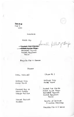 White House Luncheon and Dinner Menu