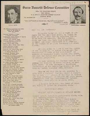 Adolph G. Wittner (Workers' Defense League of Greater Boston) typed letter (circular), Boston, Mass., December 24, 1923
