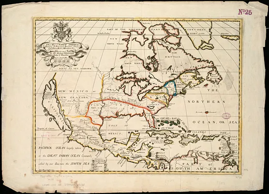 A new map of North America shewing its principal divisions, chief cities, townes, rivers, mountains &c