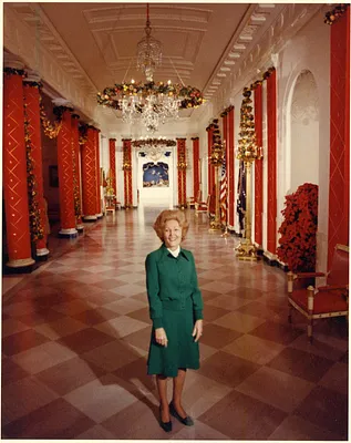 Pat Nixon Standing with the White House Tour Officers, and Greeting them Individually