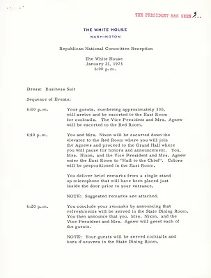 Sunday, January 21, 1973, Reception--Republican Natl. Comm