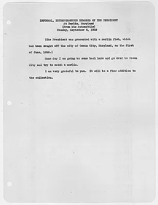 Extemporaneous remarks at Berlin, MD. (from his automobile)