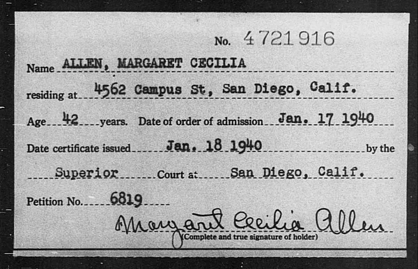 Allen, Margaret Cecilia - 1940