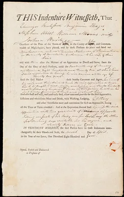 John Lawrence [Lawrance] indentured to apprentice with Phineas Nickerson of Provincetown, 2 April 1804