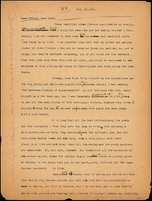 Nicola Sacco typed letter (copy) to Mrs. [Cerise] Jack, [Dedham], 28 November 1926