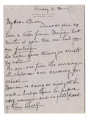 Letter from Madge Gates Wallace to Bess W. Truman